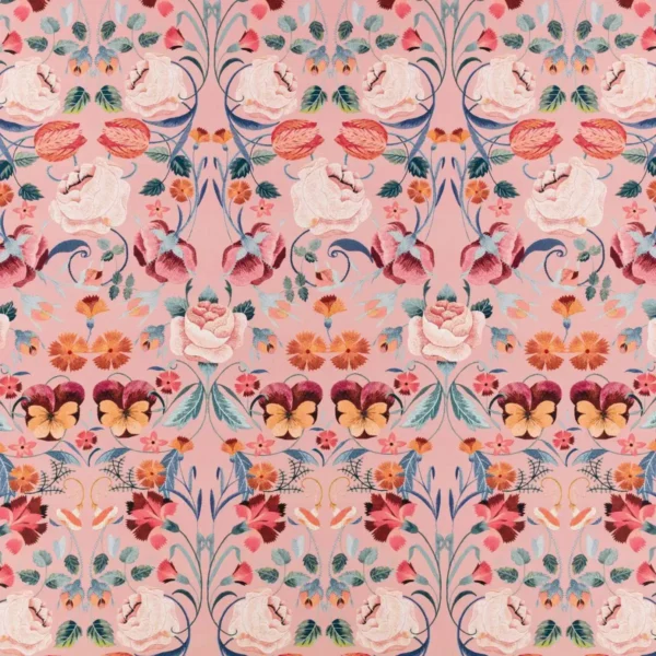 Bonita Fabric - Chateau Rose by pink botanical cotton fabric from Romo