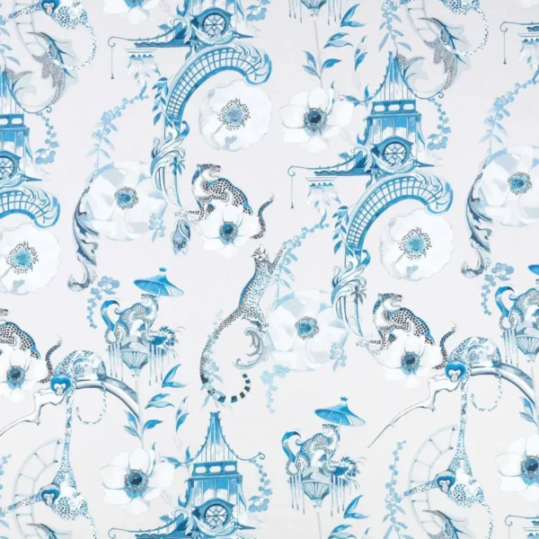 blue animal cotton fabric from Romo