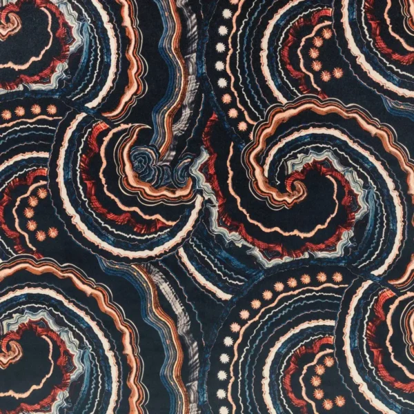 Fantasia Velvet Fabric - Celestial by orange misc velvet-chenille fabric from Romo