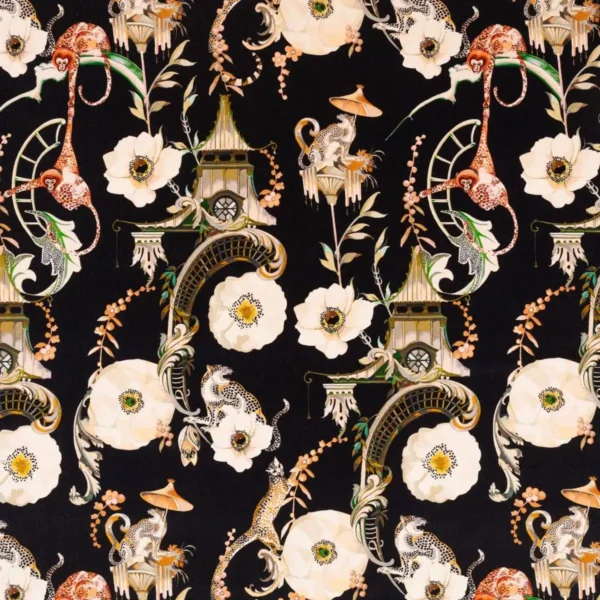 Euphoria Velvet Fabric - Secret Garden by black-grey animal velvet-chenille fabric from Romo