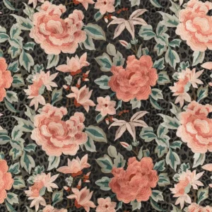 orange botanical embroideried fabric from Romo