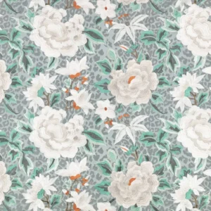 blue botanical embroideried fabric from Romo