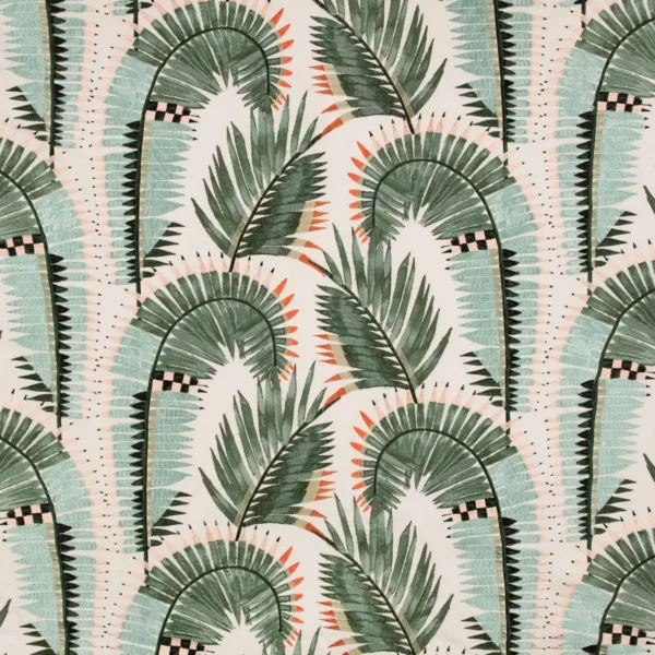 Farrah Fabric - Agave by green botanical embroideried fabric from Romo
