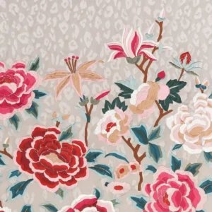 pink botanical embroideried fabric from Romo