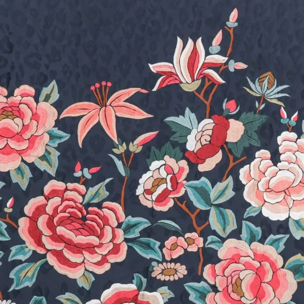 pink botanical embroideried fabric from Romo