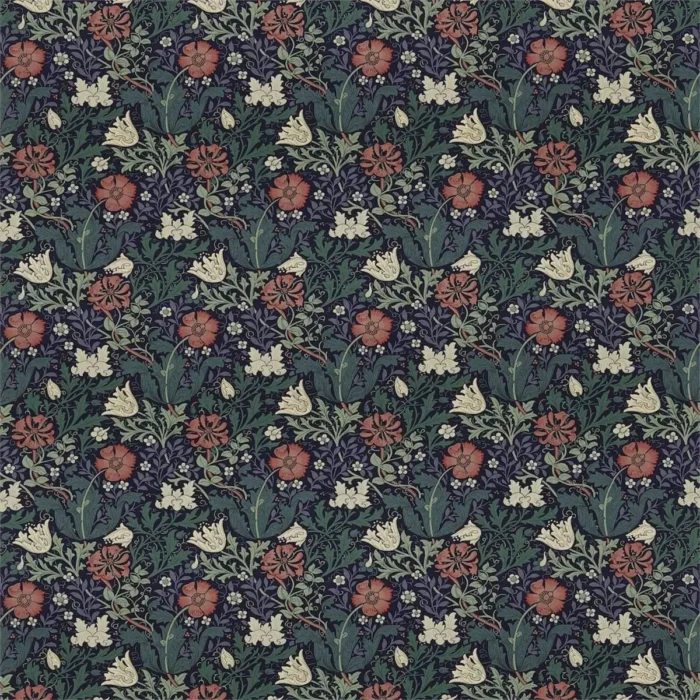 Compton Fabric - Indigo / Green swatch
