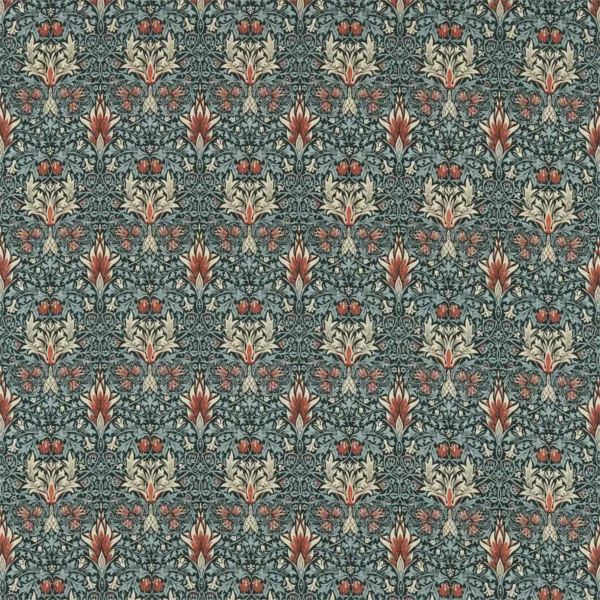 Snakeshead Fabric - Thistle / Russet by green traditional linen fabric from William Morris & Co