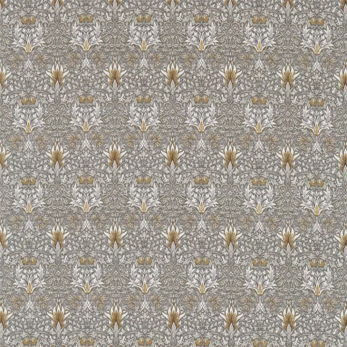 Snakeshead Fabric - Pewter / Gold swatch