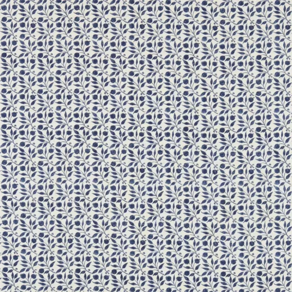 Rosehip Fabric - Indigo by blue contemporary linen fabric from William Morris & Co