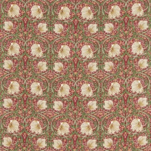 red botanical linen fabric from William Morris & Co