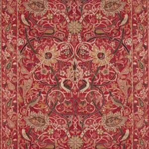 red botanical linen fabric from William Morris & Co