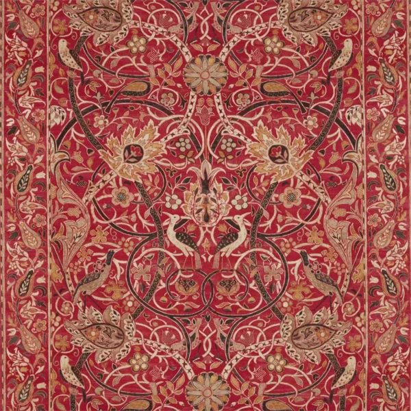 Bullerswood Fabric - Paprika / Gold by red botanical linen fabric from William Morris & Co