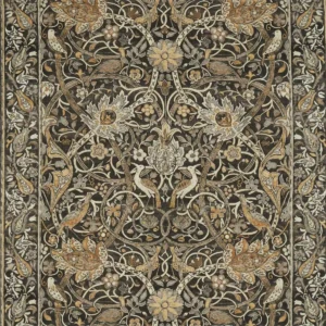 black-grey botanical linen fabric from William Morris & Co