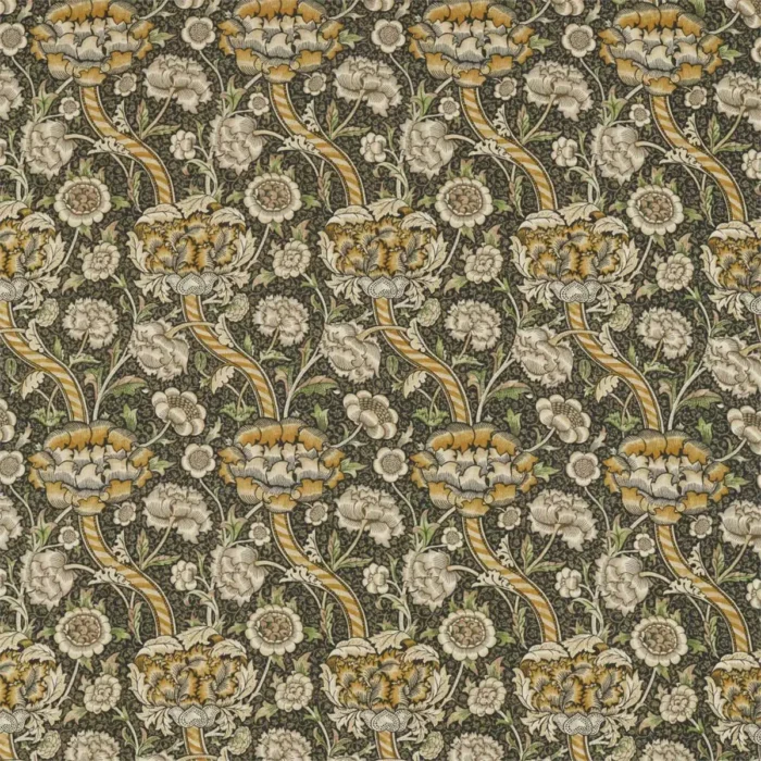 Wandle Fabric - Charcoal / Mustard swatch