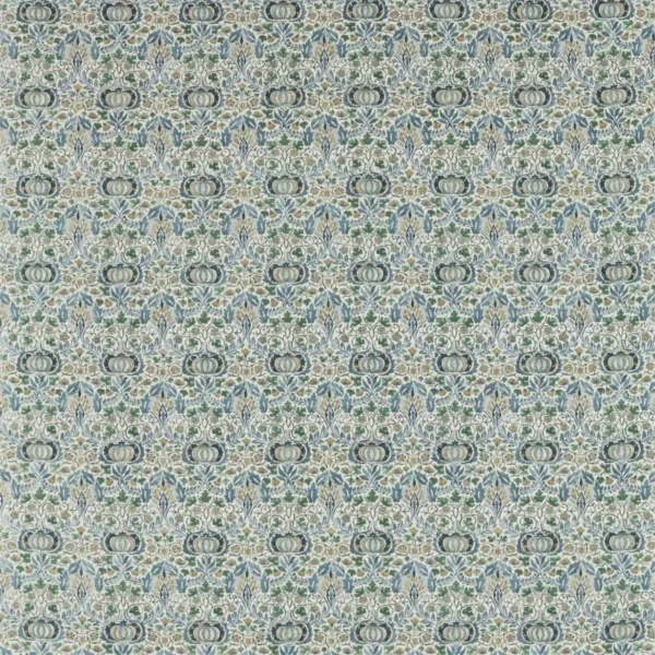 Little Chintz Fabric - Slate Blue / Fennel by blue botanical linen fabric from William Morris & Co