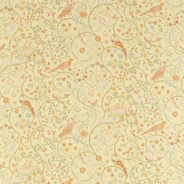 yellow botanical cotton fabric from William Morris & Co