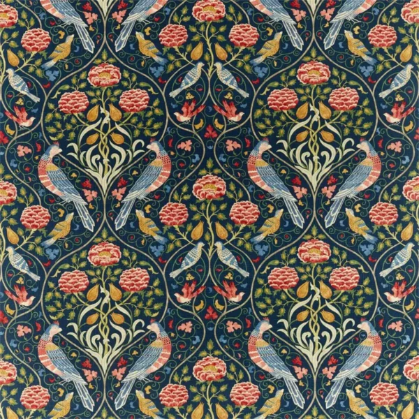 Seasons By May Fabric - Indigo by blue animal printed fabric from William Morris & Co