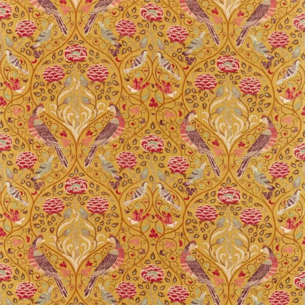Seasons By May Fabric - Saffron by brown animal printed fabric from William Morris & Co
