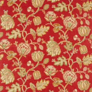 red botanical linen fabric from William Morris & Co