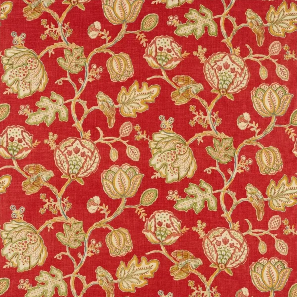 red botanical linen fabric from William Morris & Co