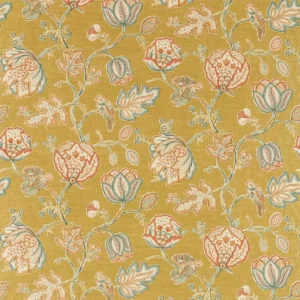 brown botanical linen fabric from William Morris & Co