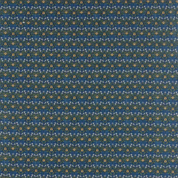 Eye Bright Fabric - Indigo by blue botanical cotton fabric from William Morris & Co