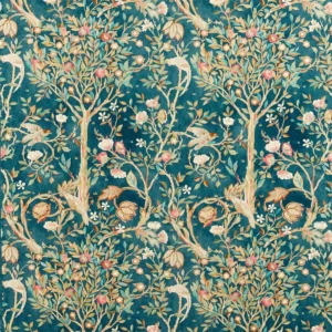 blue botanical linen fabric from William Morris & Co