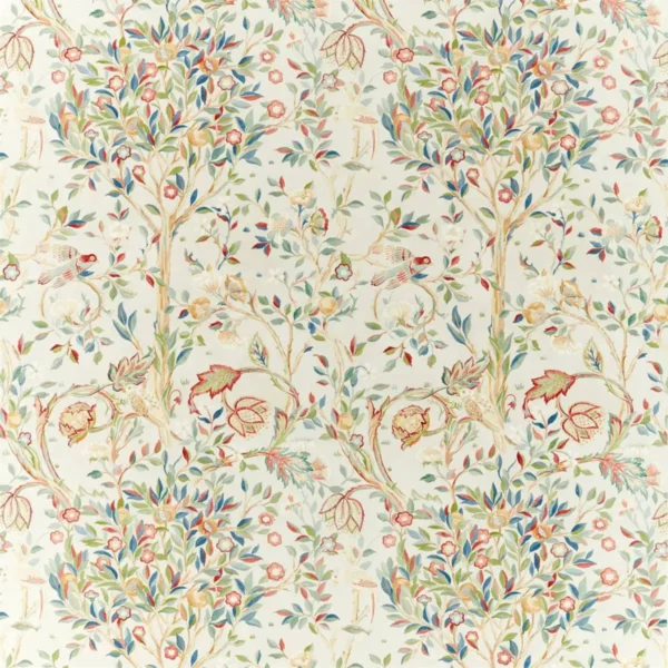 Melsetter Fabric - Linen by multicolour botanical linen fabric from William Morris & Co