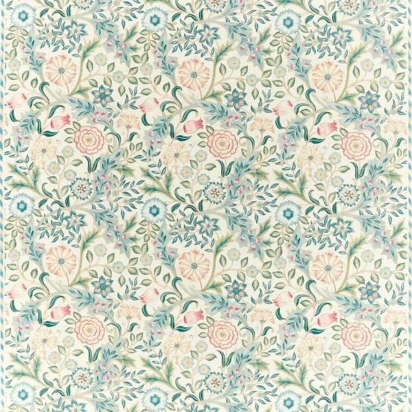 Wilhelmina Fabric - Ivory by blue botanical linen fabric from William Morris & Co