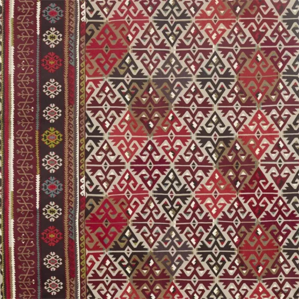 Burdock and Star Fabric - Fig / Carmine by multicolour misc cotton fabric from William Morris & Co