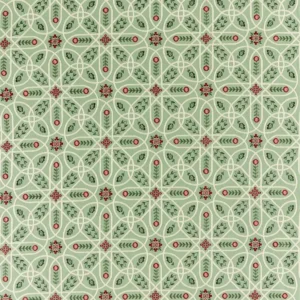 green botanical embroideried fabric from William Morris & Co