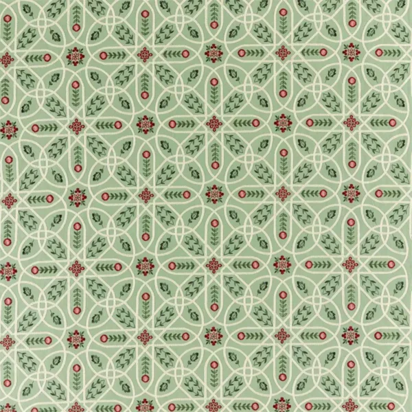 Brophy Embroidery Fabric - Bayleaf by green botanical embroideried fabric from William Morris & Co