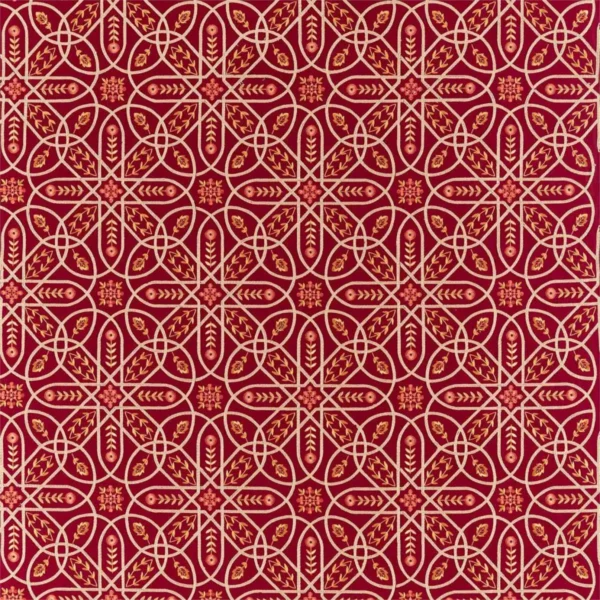 Brophy Embroidery Fabric - Wine by red botanical embroideried fabric from William Morris & Co
