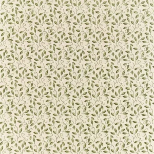 green botanical embroideried fabric from William Morris & Co