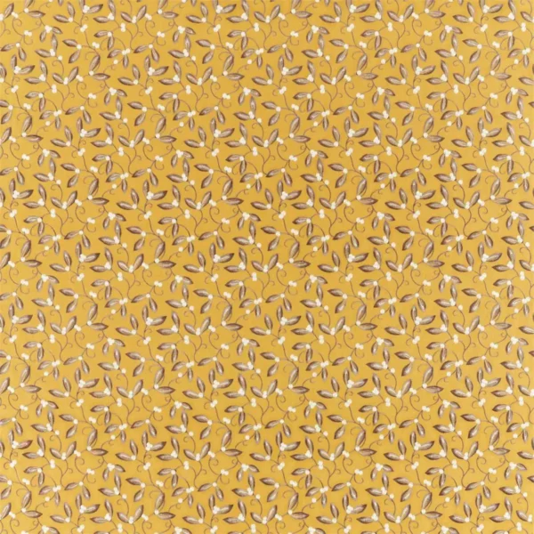 yellow botanical embroideried fabric from William Morris & Co