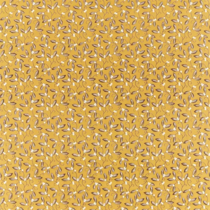 Mistletoe Embroidery Fabric - Saffron swatch