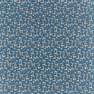 blue botanical embroideried fabric from William Morris & Co