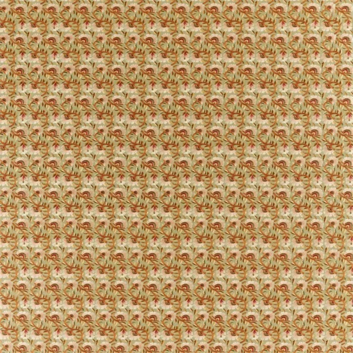 Wardle Embroidery Fabric - Olive / Brick swatch