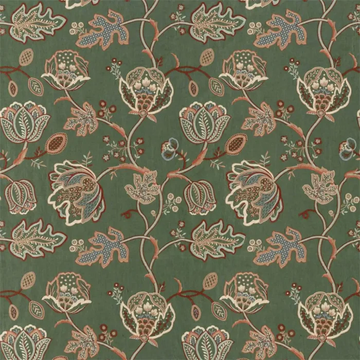Theodosia Embroidery Fabric - Bottle Green swatch