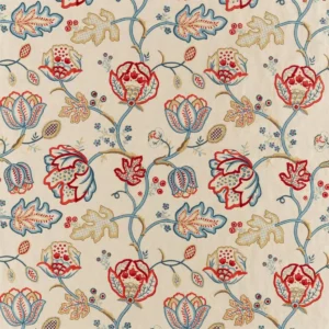 multicolour botanical embroideried fabric from William Morris & Co
