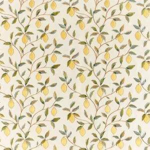 yellow botanical embroideried fabric from William Morris & Co
