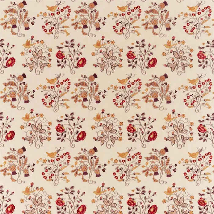 Newill Embroidery Fabric - Wine / Saffron swatch