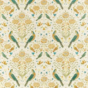 multicolour animal embroideried fabric from William Morris & Co