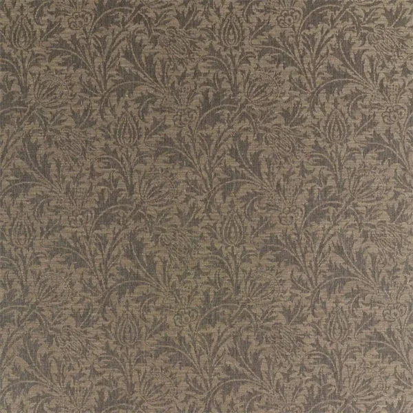 Thistle Weave Fabric - Flint by black-grey botanical woven fabric from William Morris & Co