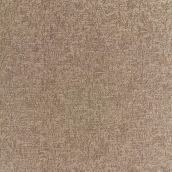 Thistle Weave Fabric - Bronze by brown botanical woven fabric from William Morris & Co
