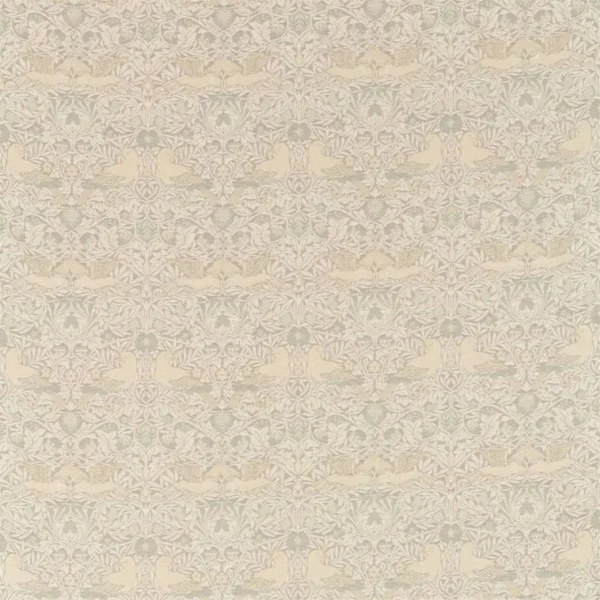 Bird Weave Fabric - Mineral by black-grey animal woven fabric from William Morris & Co