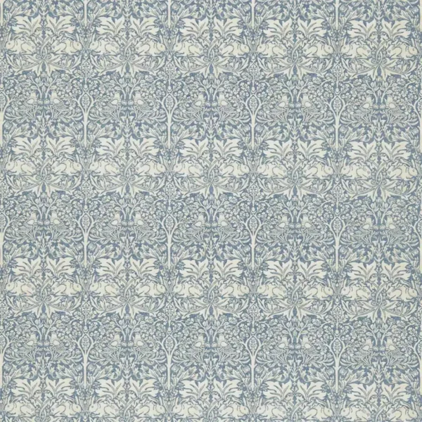 Brer Rabbit Fabric - Slate / Vellum by blue animal cotton fabric from William Morris & Co