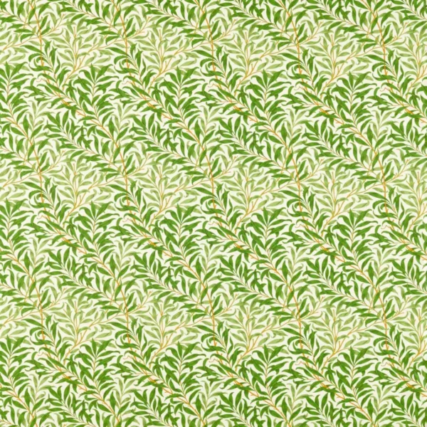 Willow Bough Fabric - Leaf Green by green botanical printed fabric from William Morris & Co