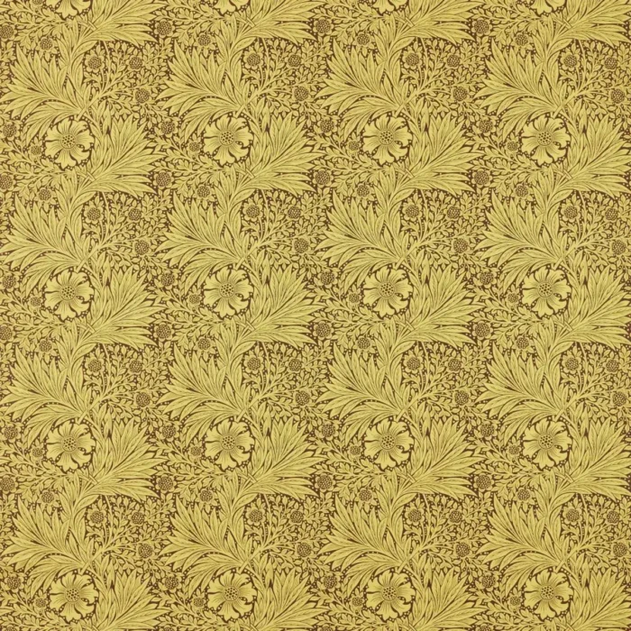 Marigold Fabric - Summer Yellow / Chocolate swatch