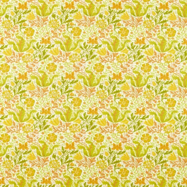 Compton Fabric - Summer Yellow by yellow botanical printed fabric from William Morris & Co